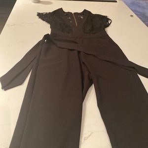 Bebe long pant lace romper